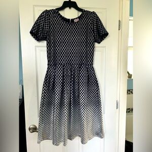 LuLaRoe Elegance Amelia in Silver and Navy
